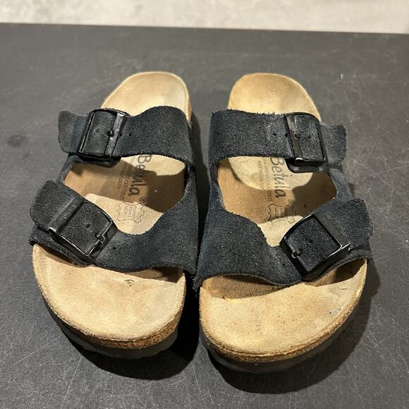 Betula Birkenstock Arizona Mens 7 Narrow Black Suede Leather Strap Sandals - Picture 1 of 9